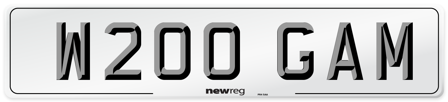 W200 GAM Number Plate from New Reg